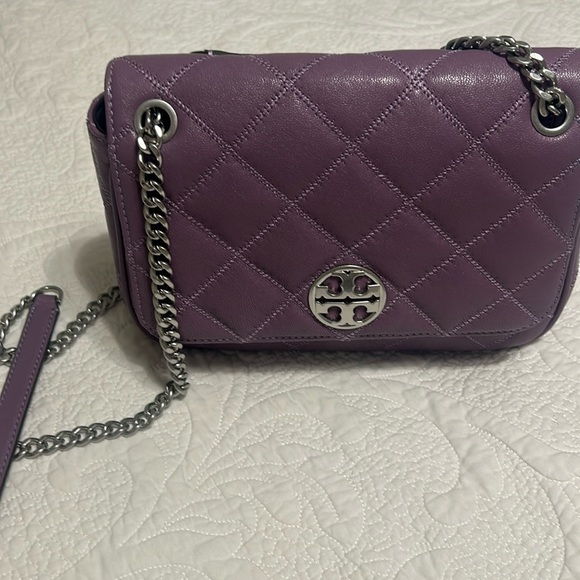 Tory Burch Purple Quilted Shoulder Bag with Chain Strap - Picture 1 of 8